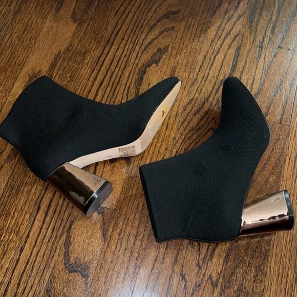 BCBG Leather Black with Silver Booties - Picture 2 of 6